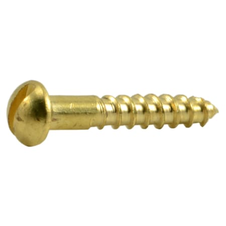 Wood Screw, #2, 1/2 In, Plain Brass Round Head Slotted Drive, 60 PK